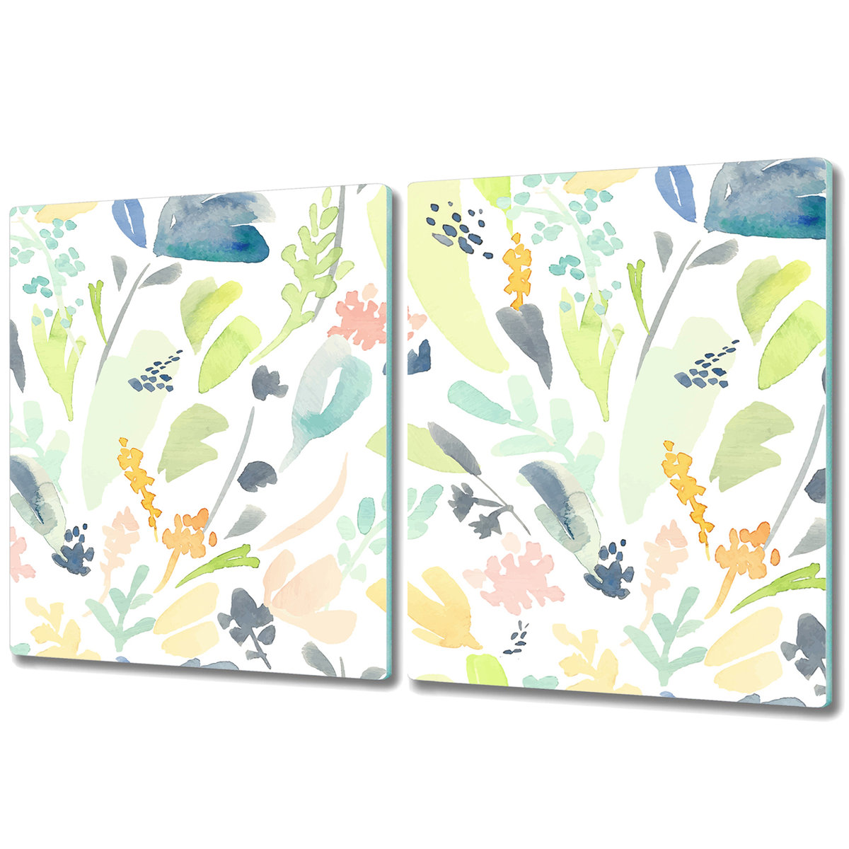 Szklane Deski Kuchenne - Dekoracyjny Element - 2x 40x52 cm - Kolorowy kwiatowy