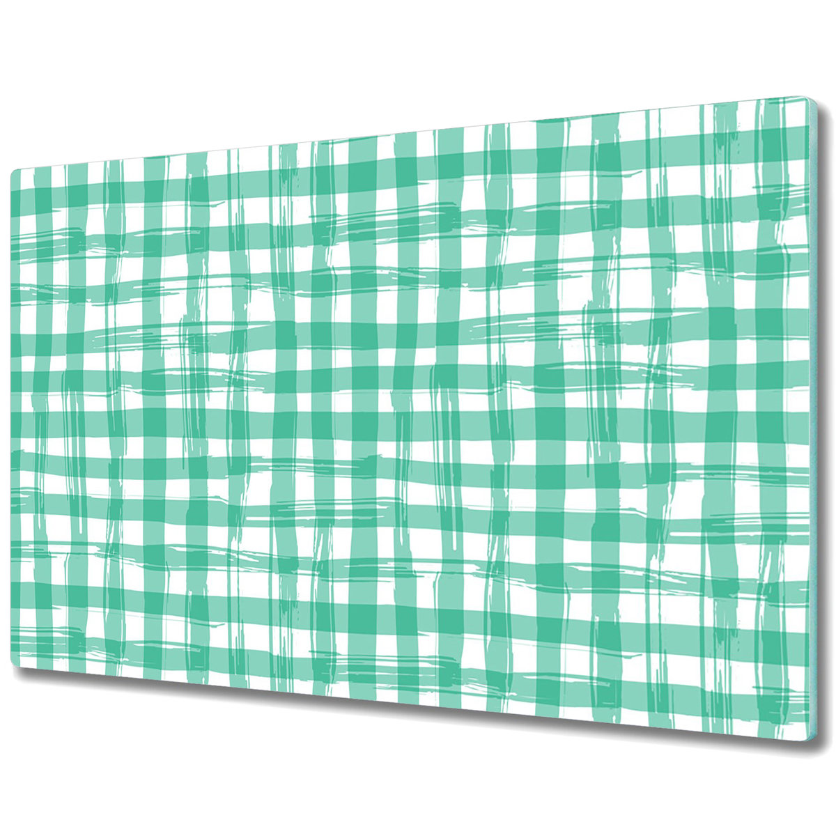 Deska Do Krojenia ze Szkła Hartowanego - Zielona krata - 80x52 cm