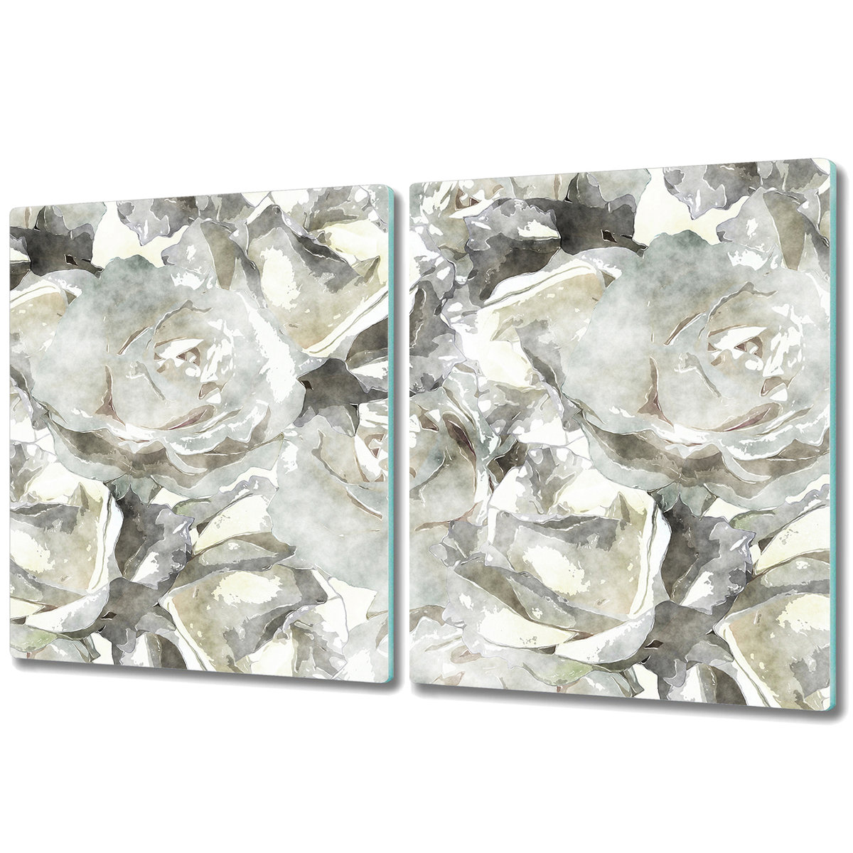 Deska Do Krojenia ze Szkła Hartowanego - 2x 40x52 cm - Białe róże