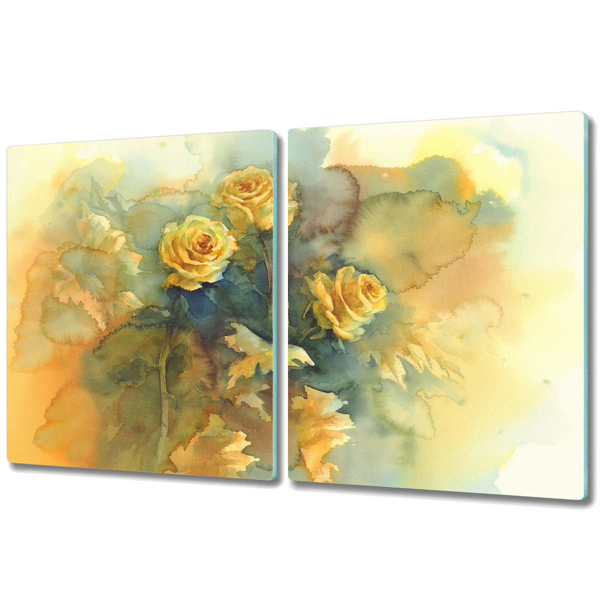 Nowoczesna Deska Kuchenna - Osłonka - 2x 40x52 cm - Bukiet Żółtych Róż