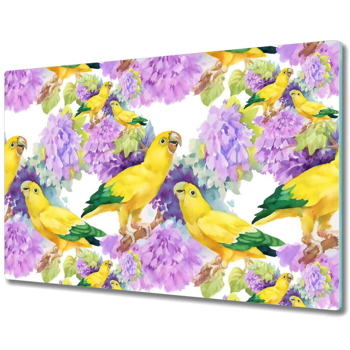 Deski Kuchenne ze Stylowym Ozdobnym nadrukiem - Żółte papugi - 80x52 cm