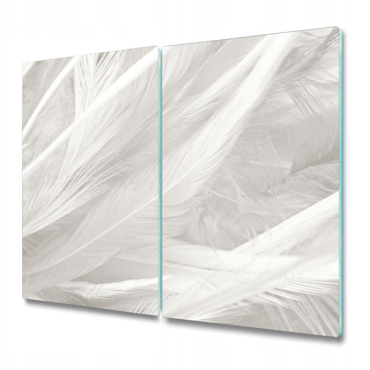 Dekoracyjna Deska Kuchenna ze Szkła - Piękne białe pióra - 2x30x52 cm