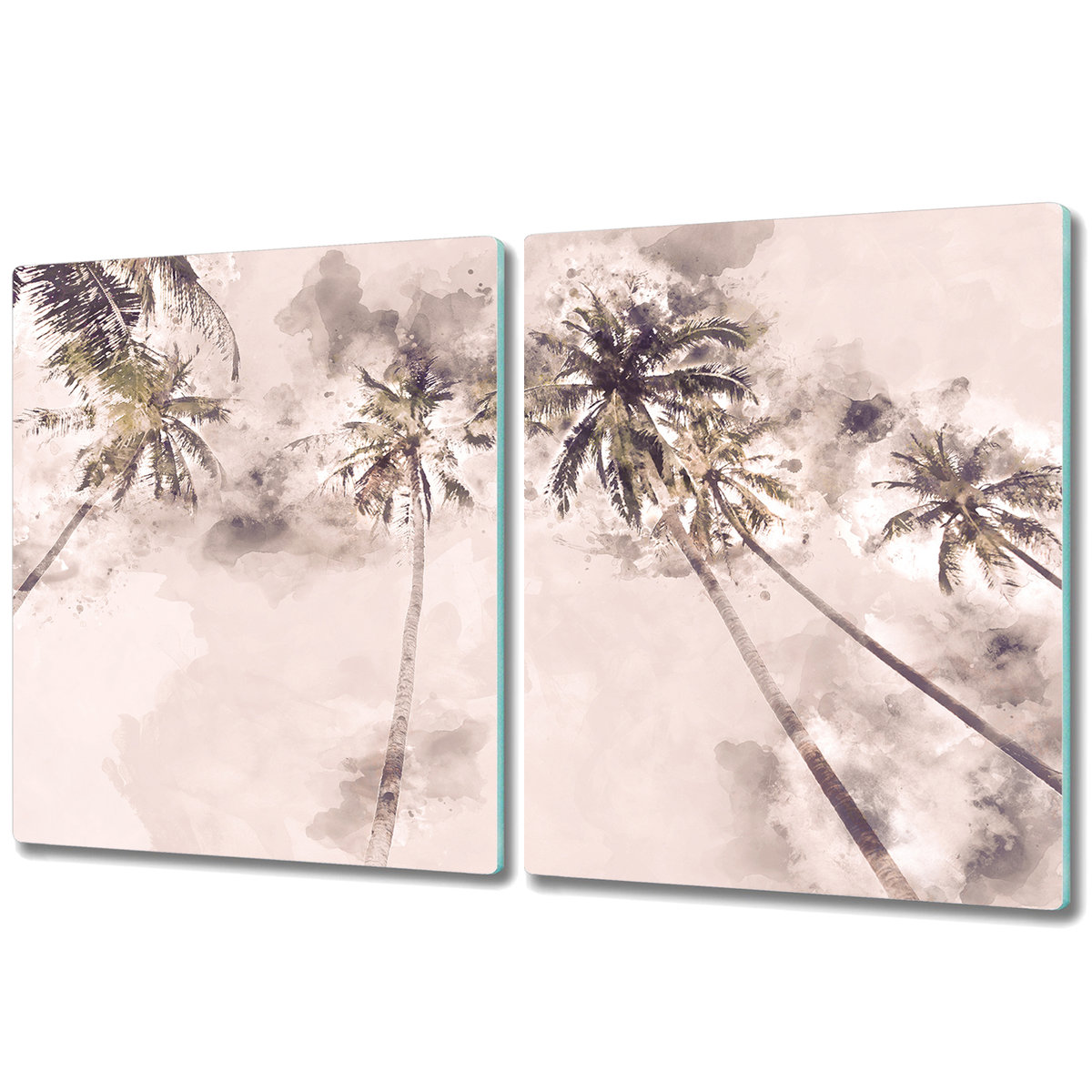 Dwuczęściowa Deska Kuchenna z Nadrukiem - 2x 40x52 cm - Palmy obraz vintage