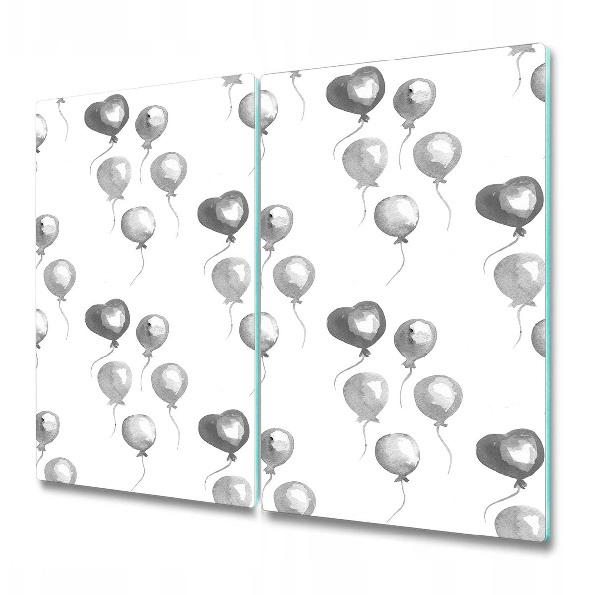 Dwuczęściowa Osłona na Blat Kuchenny - Szare balony - 2x30x52 cm