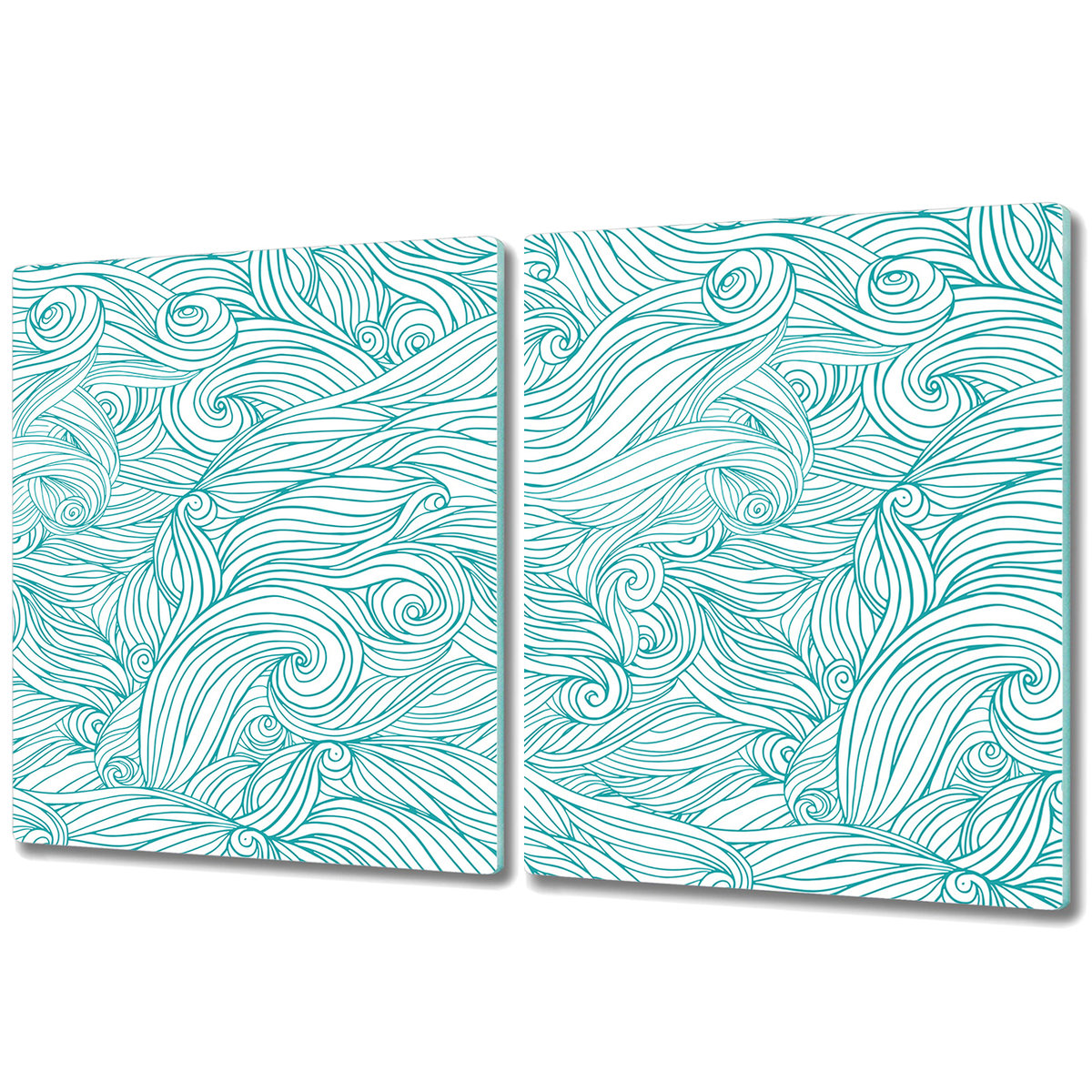 Zestaw Dwóch Szklanych Desek ze Wzorem - 2x 40x52 cm - Fale vintage