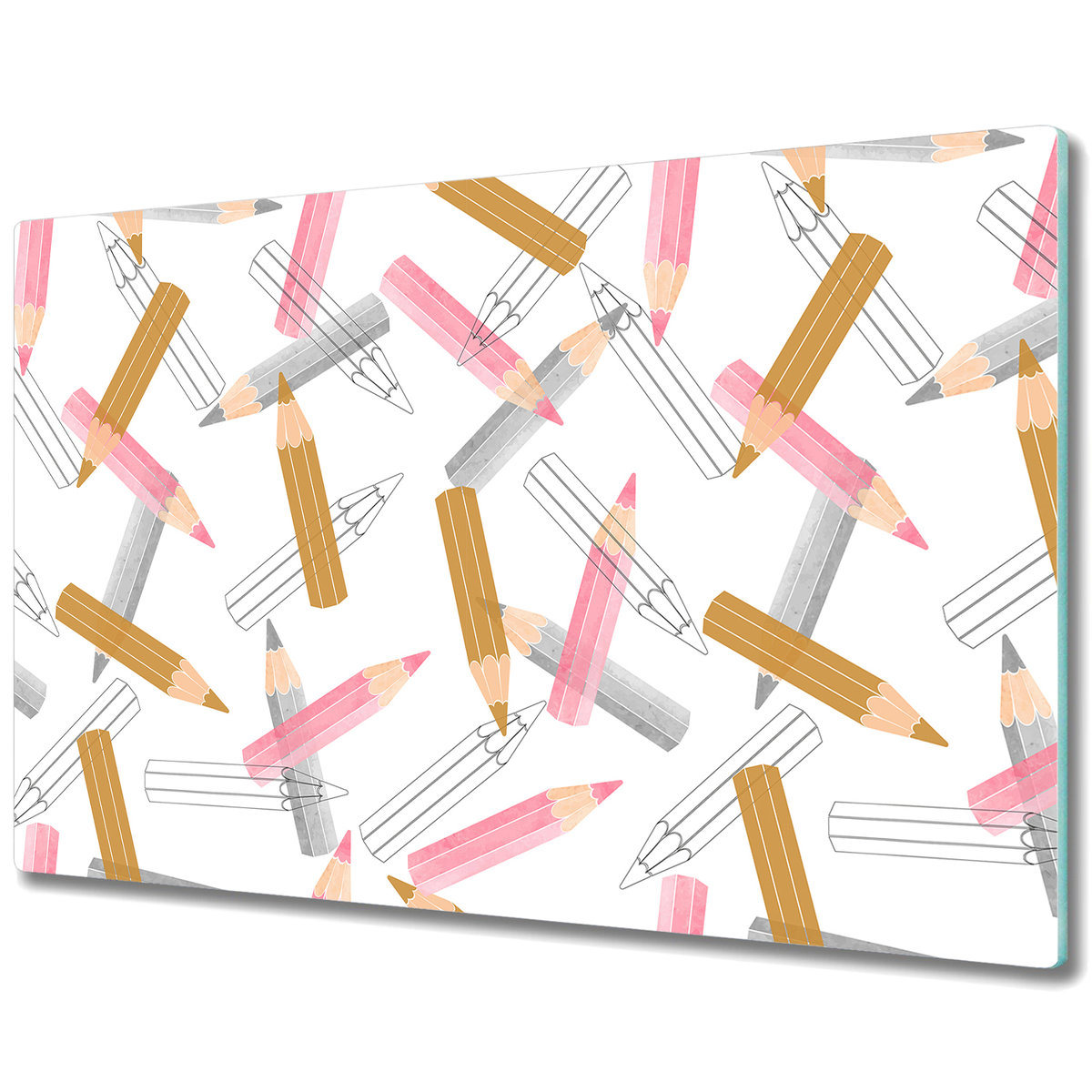 Ozdobna Deska Kuchenna ze Szkła Hartowanego - Ołówki Wzór - 80x52 cm