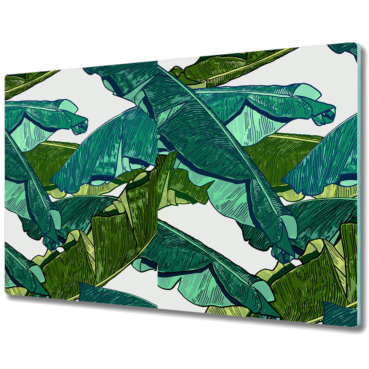 Nowoczesna Deska Kuchenna - Liście bananowców - 80x52 cm