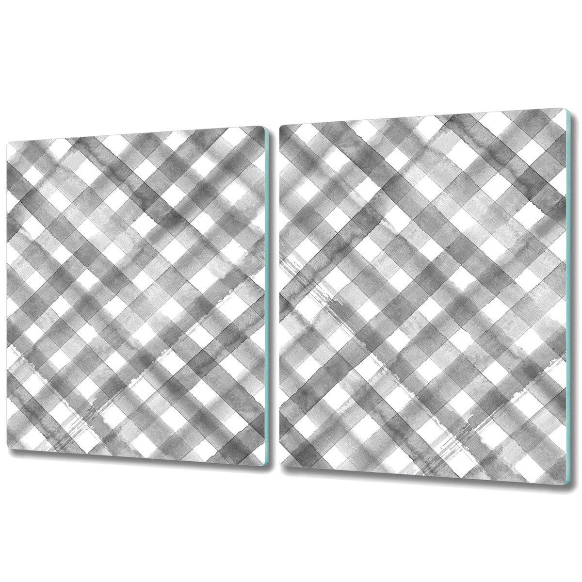 Dekoracyjna Deska Kuchenna ze Szkła - 2x 40x52 cm - Szara krata