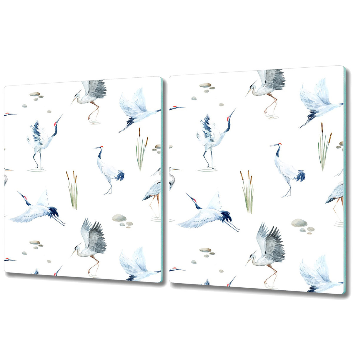 Podwójna Deska Do Krojenia ze Szkła - 2x 40x52 cm - Żurawie