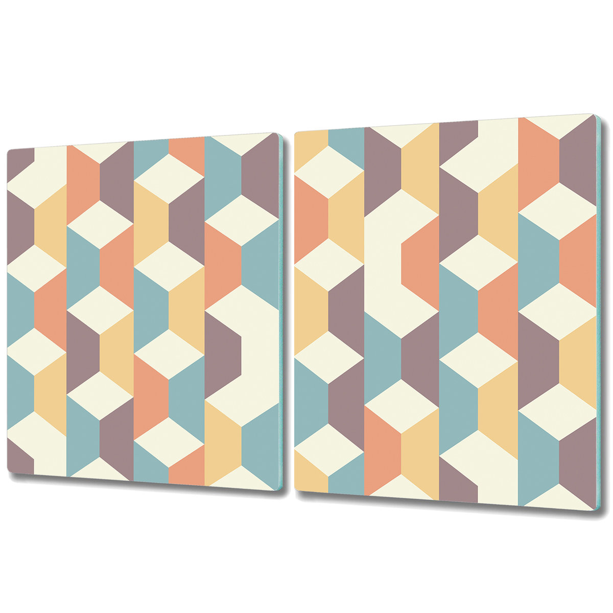 Dwuczęściowa Osłona na Blat Kuchenny - 2x 40x52 cm - Retro wzór geometryczny 3D