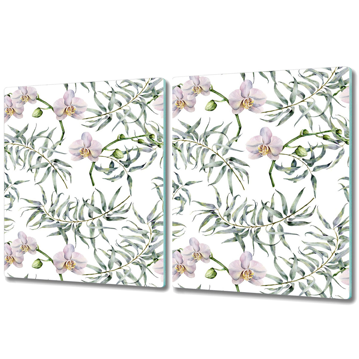 Nowoczesna Deska Kuchenna - Osłonka - 2x 40x52 cm - Różowe orchidee