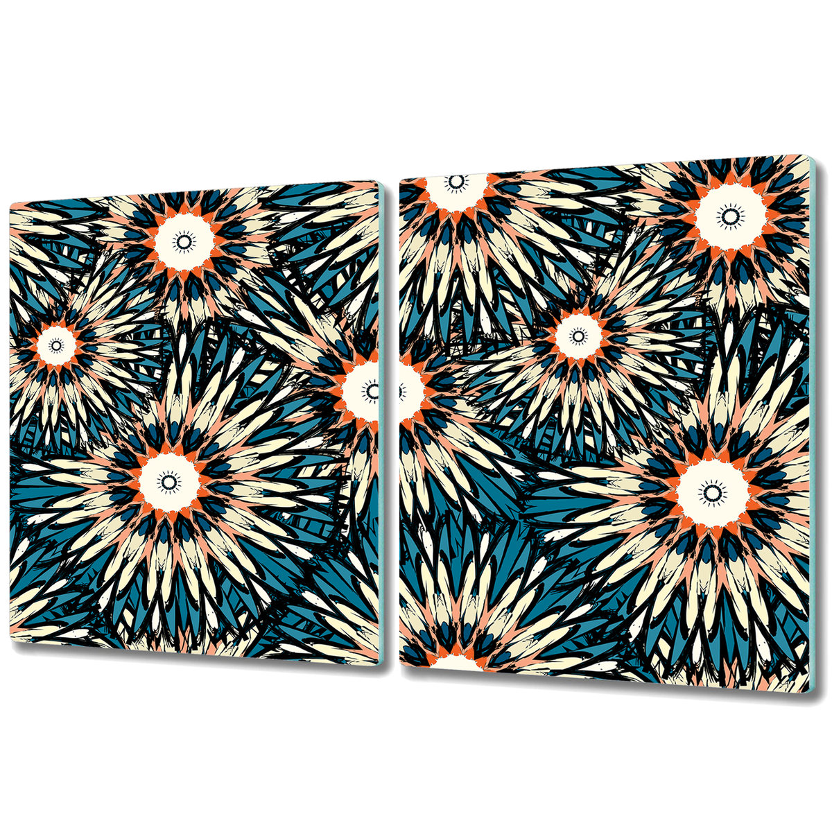 Dwuczęściowa Deska Kuchenna ze Wzorem - 2x 40x52 cm - Piękna kolorowa mandala