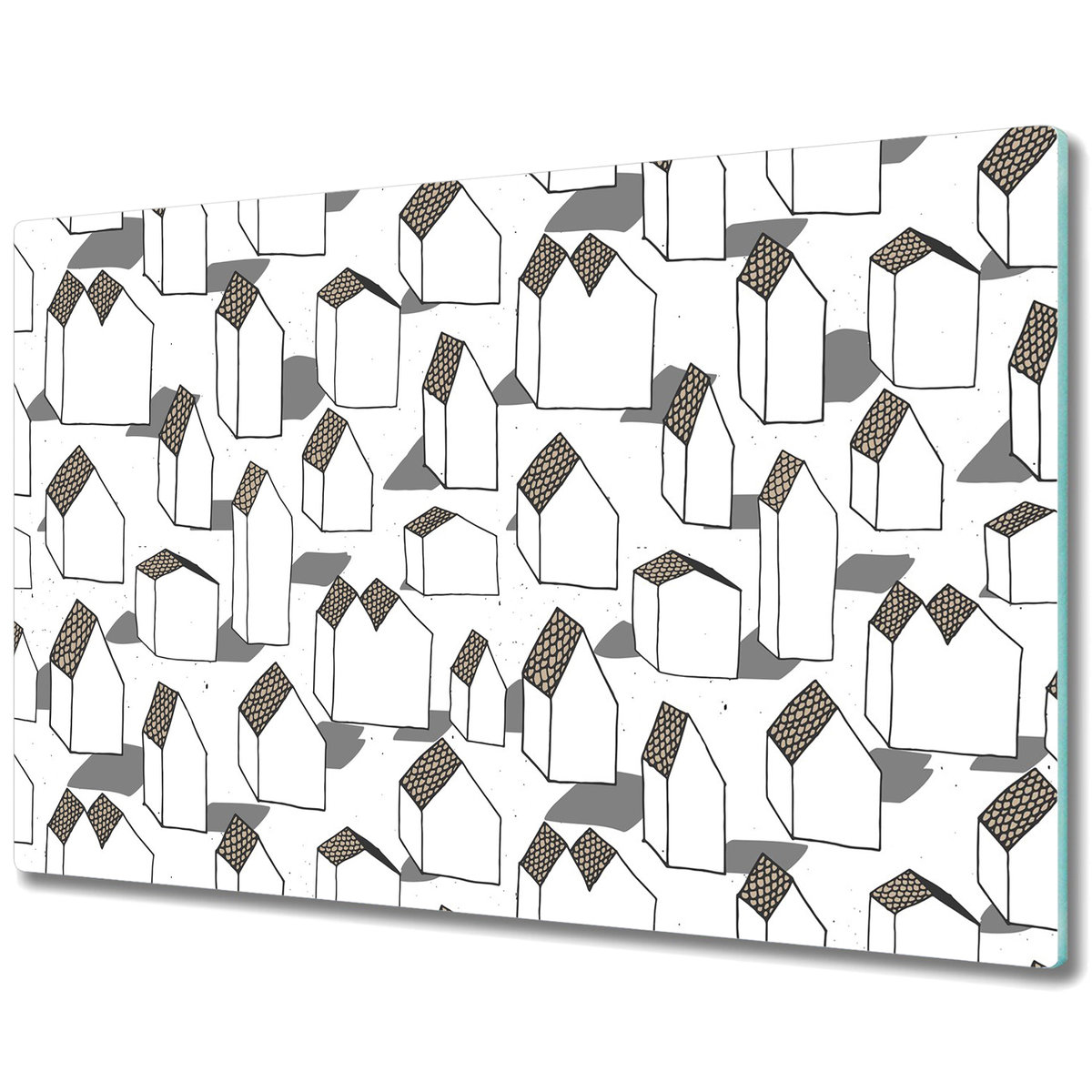 Nowoczesna Deska Kuchenna - Nowoczesne domy Wzór geometryczny - 80x52 cm