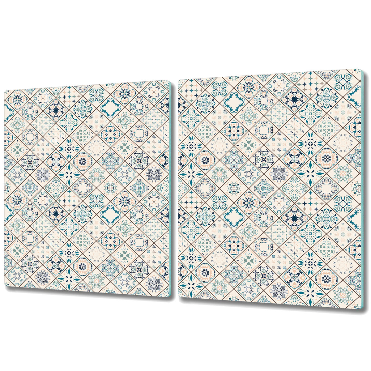 Zestaw Dwóch Szklanych Desek ze Wzorem - 2x 40x52 cm - Skład płytek Wzór geometryczny