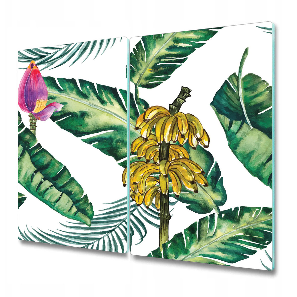 Dwuczęściowa Deska Kuchenna z Nadrukiem - Banany na palmie - 2 sztuki 30x52 cm