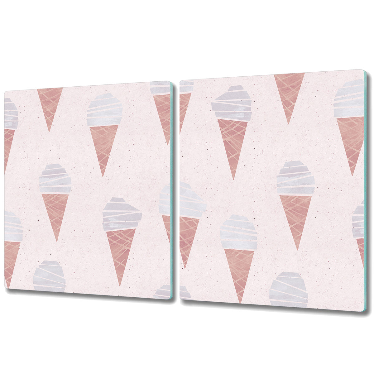 Wytrzymała Deska Kuchenna ze Szkła Hartowanego - 2x 40x52 cm - Lody w wafelku