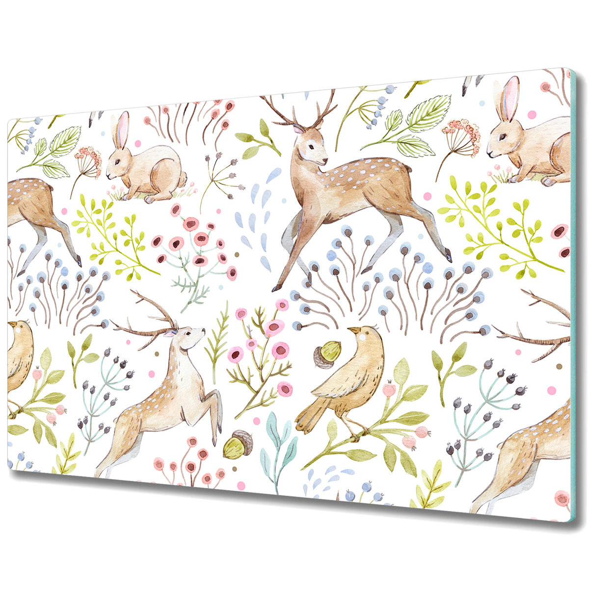 Wytrzymała Deska Kuchenna ze Szkła Hartowanego - Leśne zwierzęta - 80x52 cm