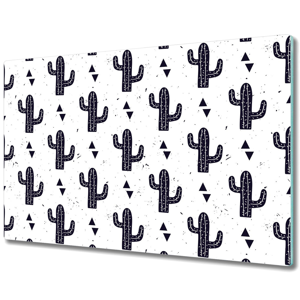 Dekoracyjna Deska Kuchenna ze Szkła - Sztuka czarno białe kaktusy - 80x52 cm