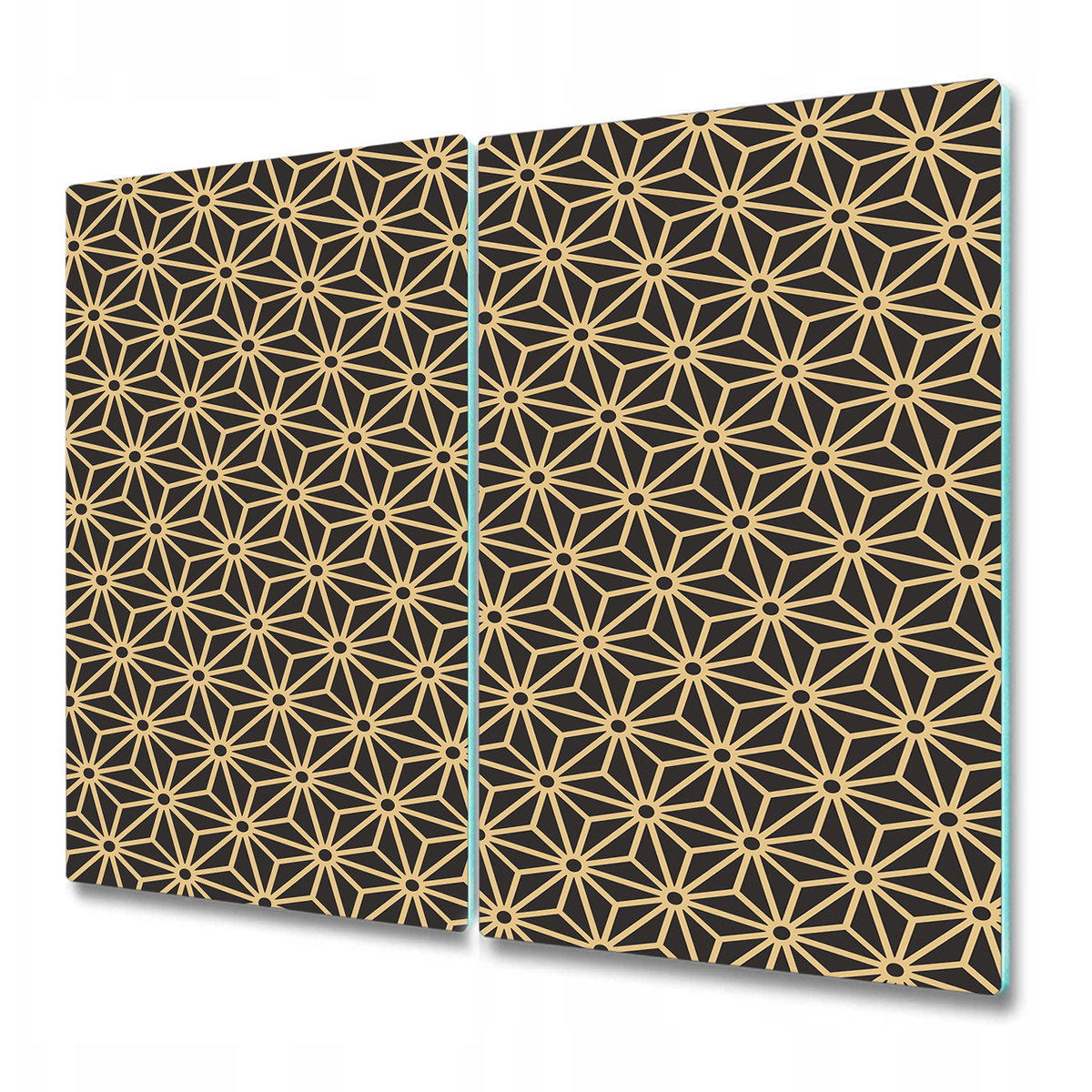 Podwójna Deska Do Krojenia ze Szkła - Sześciany i kropki - 2x30x52 cm