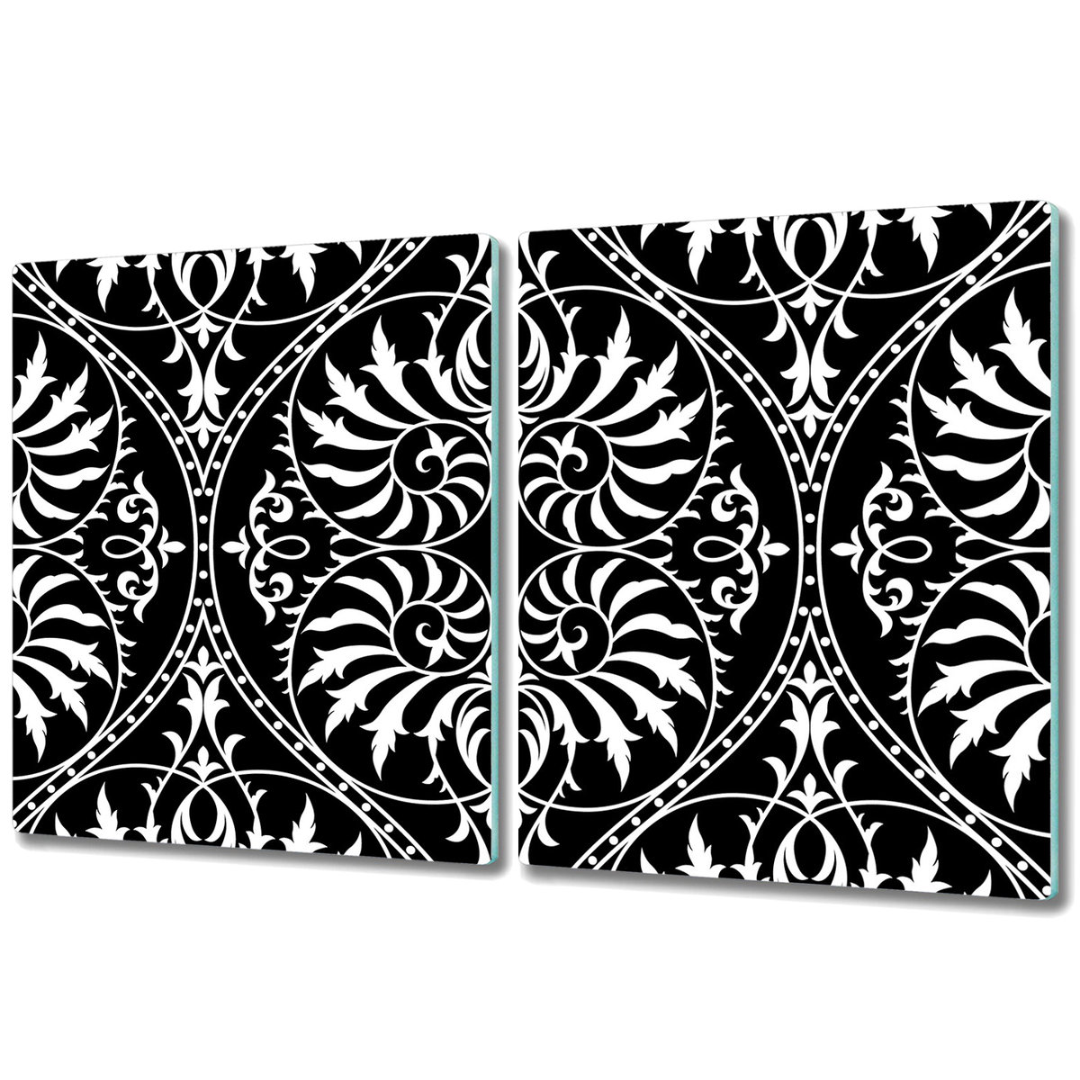 Szklana Osłona na Kuchenkę - Deska Do Krojenia - 2x 40x52 cm - Staromodny ornament