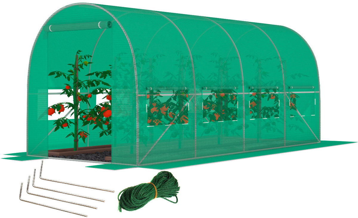 Tunel foliowy z oknami FUNFIT GARDEN, zielony, 8m2, 4x2m