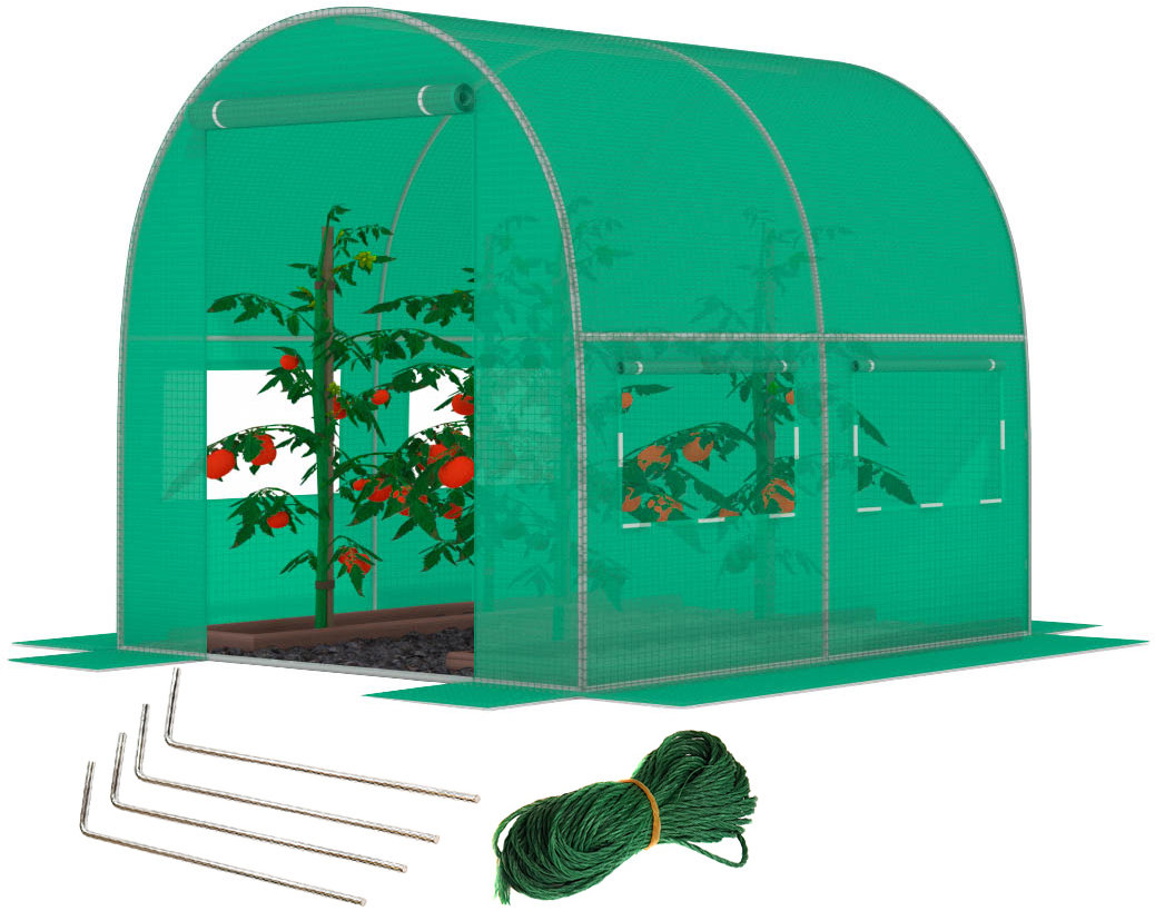 Tunel foliowy z oknami FUNFIT GARDEN, zielony, 4m2, 2x2m