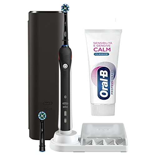 Oral-B Akumulator Elektryczna szczoteczka do zębów Smart 4 4500 CrossAction, 1 x czarny uchwyt, 3 tryby szczotkowania, 2 głowice, etui podróżne premium + pasta do zębów Oral-B Gengive Purify