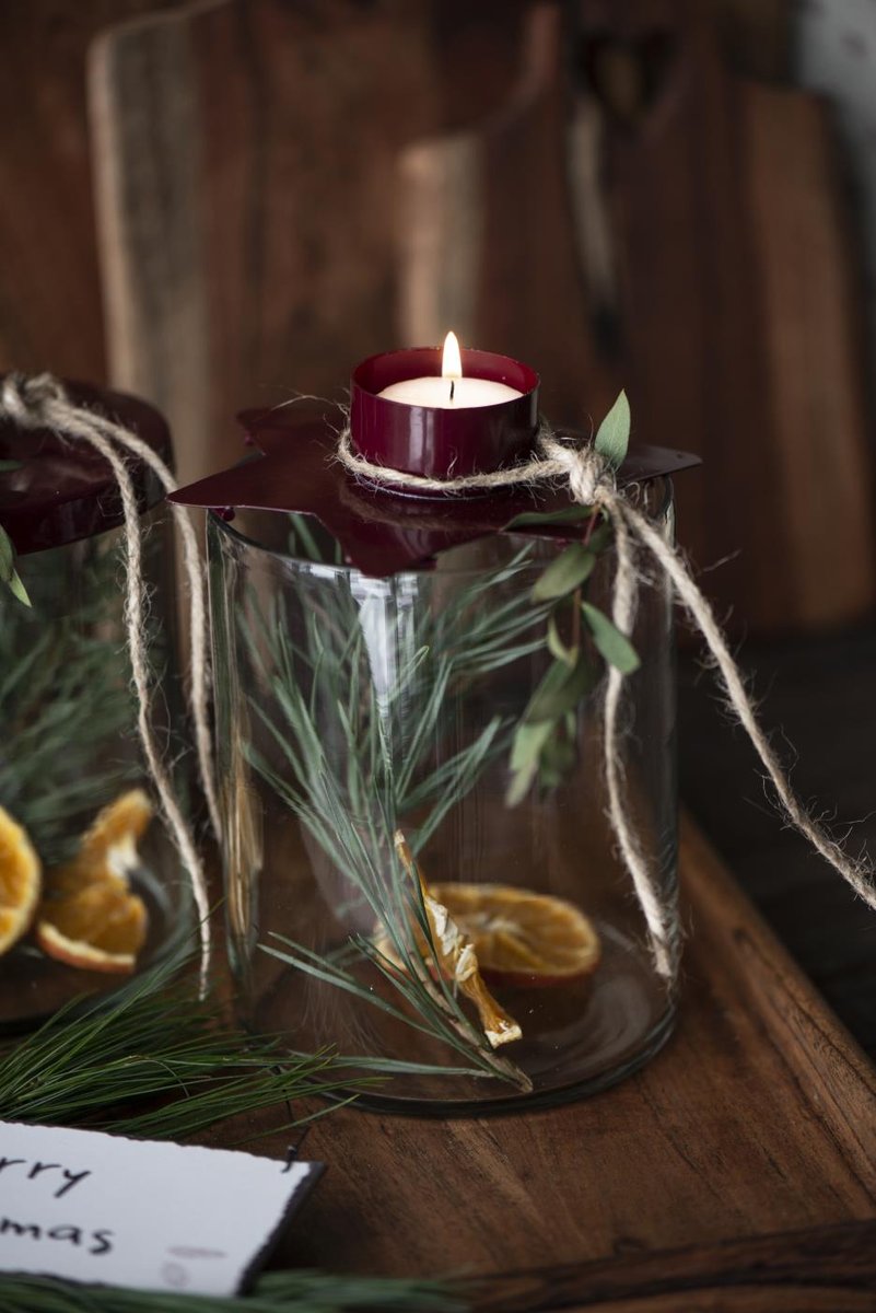 Świecznik Szklany Kolor Czerwony Na Tealight IB LAURSEN