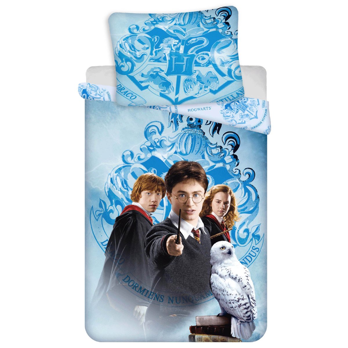 Harry Potter Pościel, niebieski komplet pościeli 140x200cm, OEKO-TEX