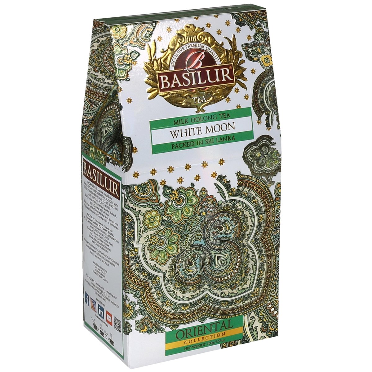 BASILUR White Moon Zielona herbata cejlońska liściasta z dodatkiem mlecznego aromatu, 100 g x1