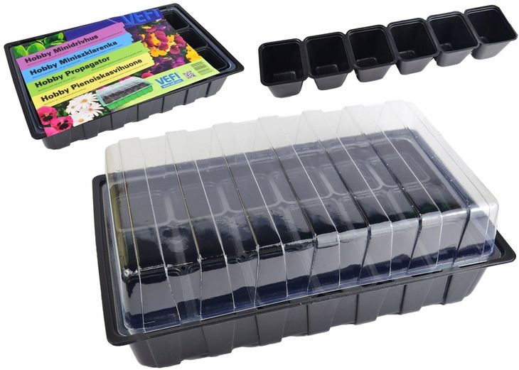Mini Szklarenka Szklarnia DO ROZSADY 18 komórek 36x22 Vefi POMIDOR PAPRYKA