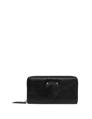 Hexagona - Długi Stop RFID Portfel dla kobiet, kolekcja ambrozżerii - skóra owcza obszyta ziarnistą skórą bydlęcą, czarny, Taille unique