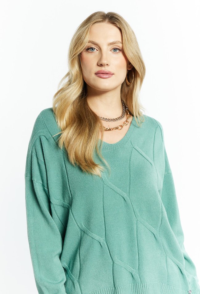 Oversizowy sweter w serek - Monnari