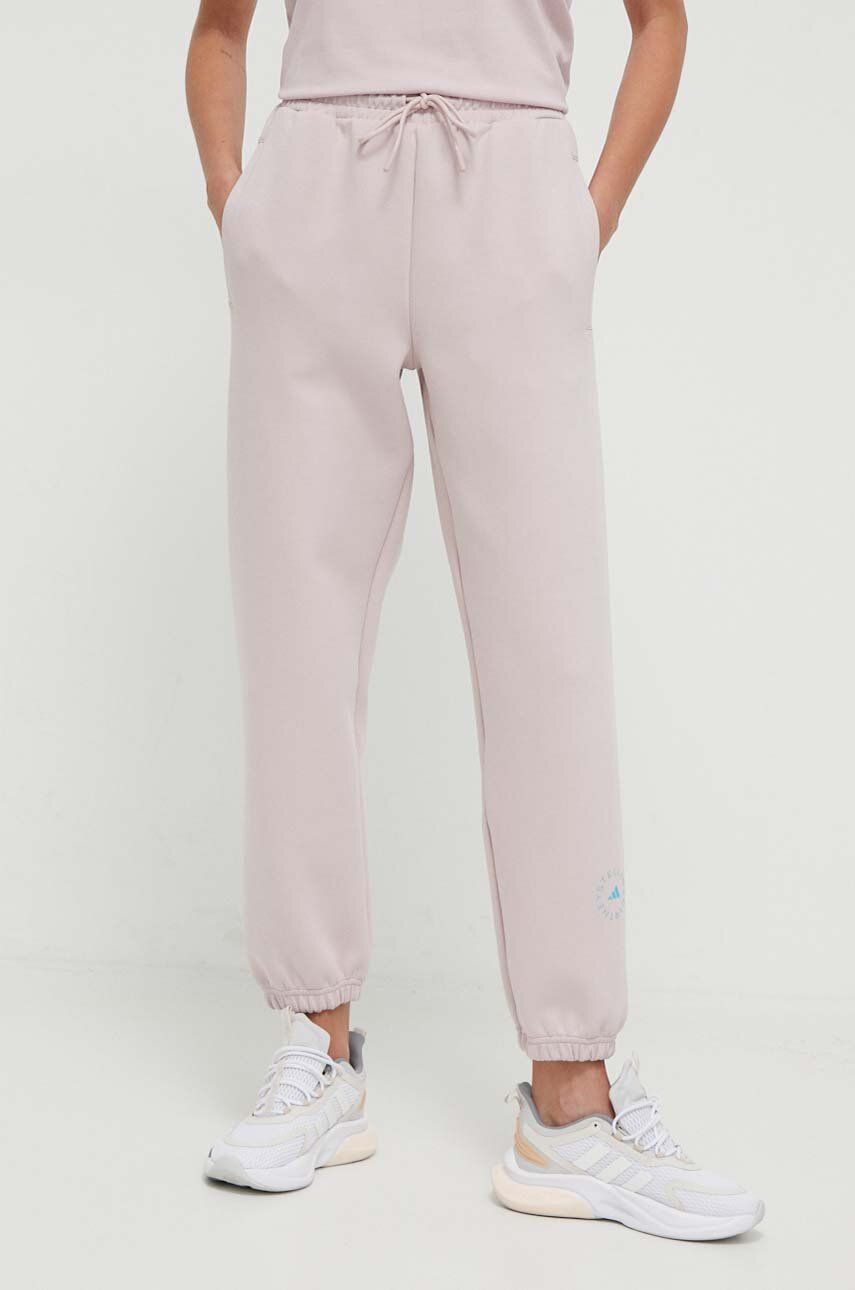 adidas by Stella McCartney spodnie dresowe kolor różowy gładkie