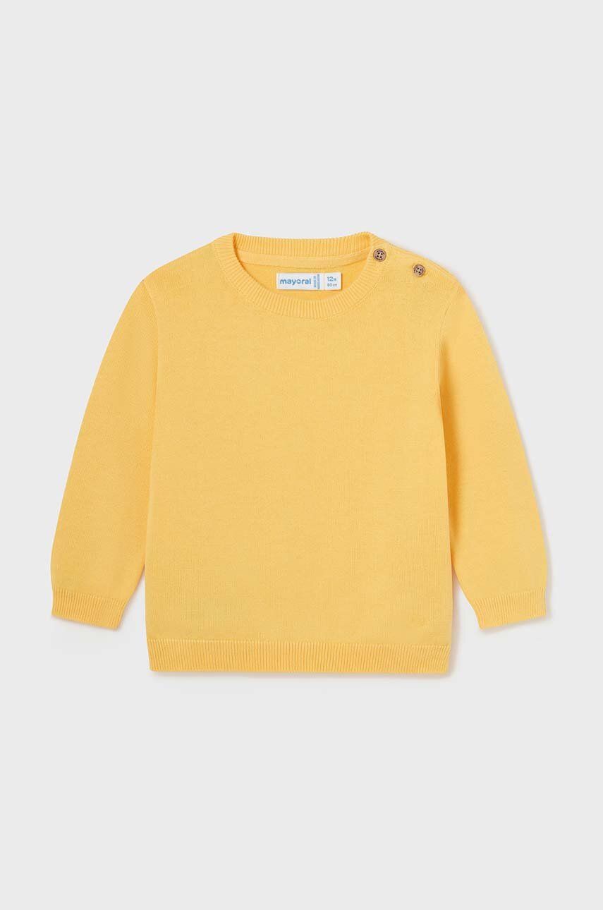 Mayoral sweter bawełniany niemowlęcy kolor żółty lekki