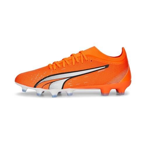 PUMA Męskie buty piłkarskie Match FG/AG, ultra pomarańczowe biało-niebieskie błyszczące, 40 EU