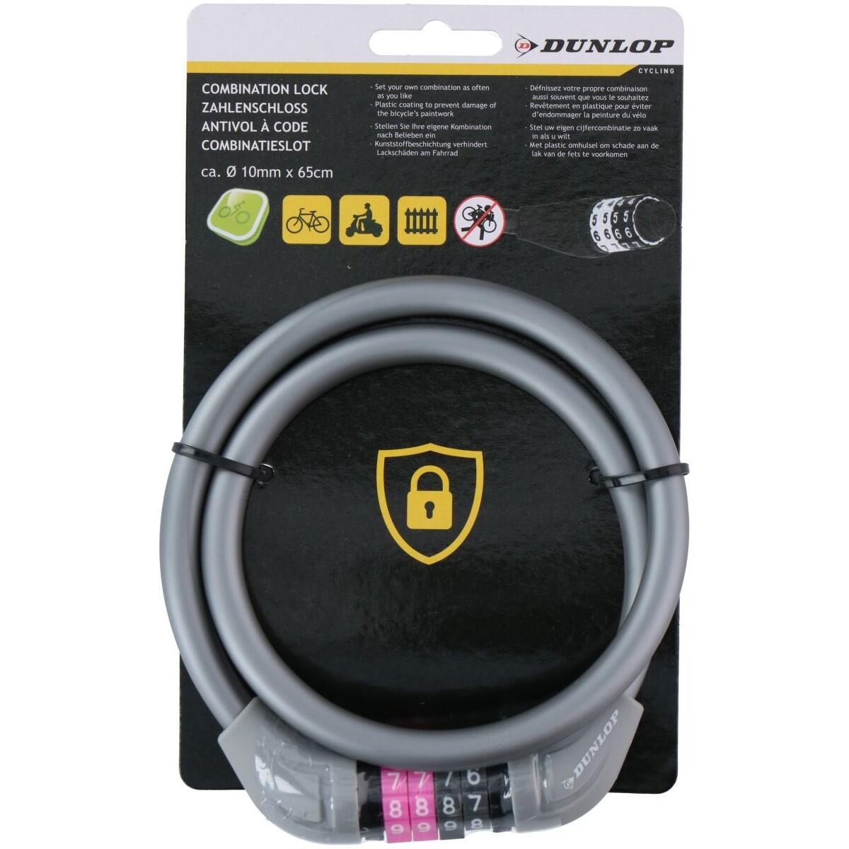 DUNLOP Zapięcie rowerowe DUNLOP 1042510 Linka Szary