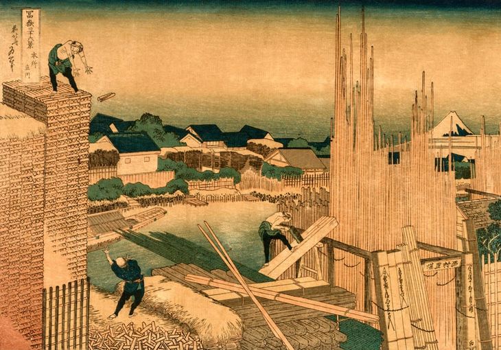 Plakat, Hokusai, Lumber Yard, 50x40 cm