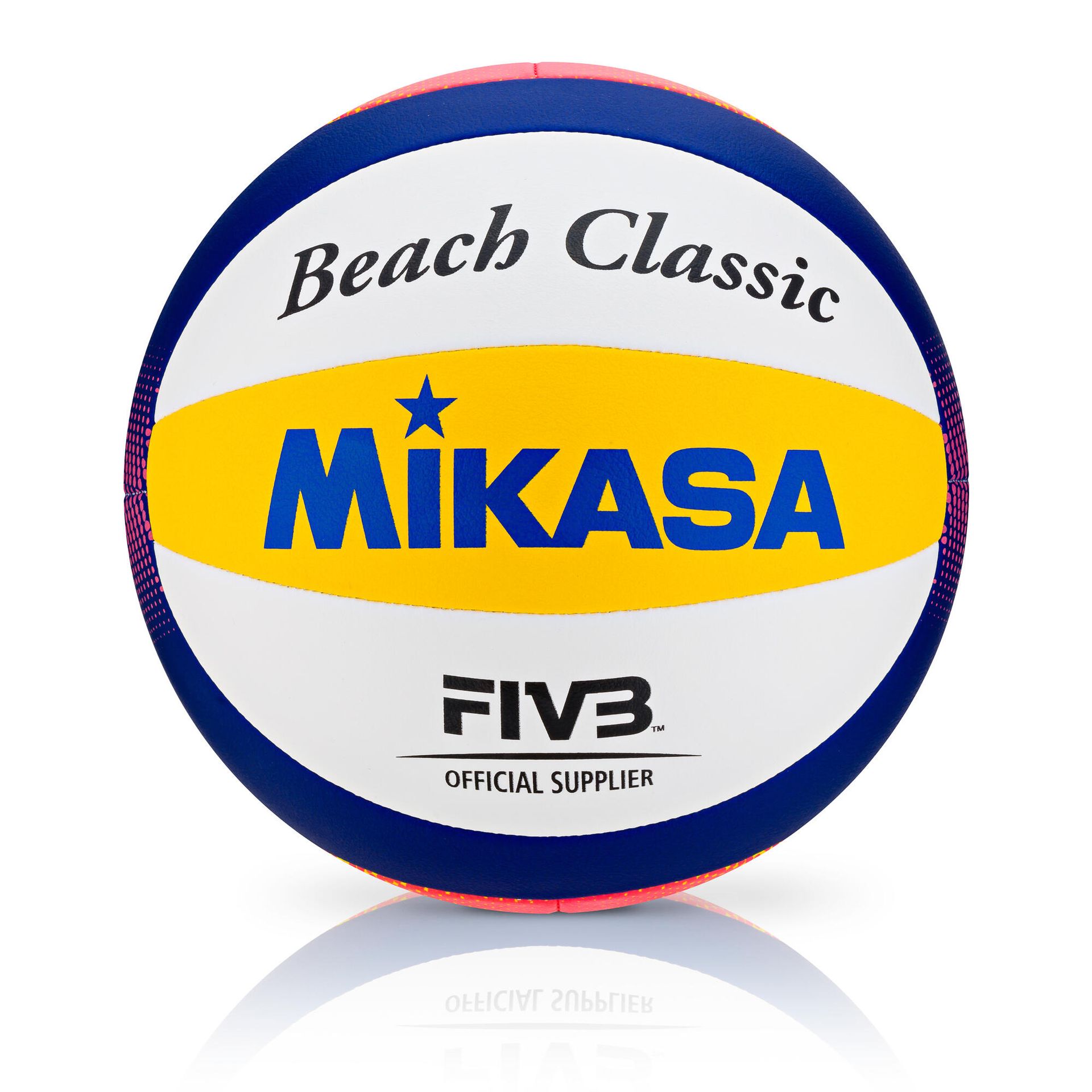 Piłka siatkowa plażowa Mikasa Beach Classic biało-żółto-niebieska BV551C-WYBR
