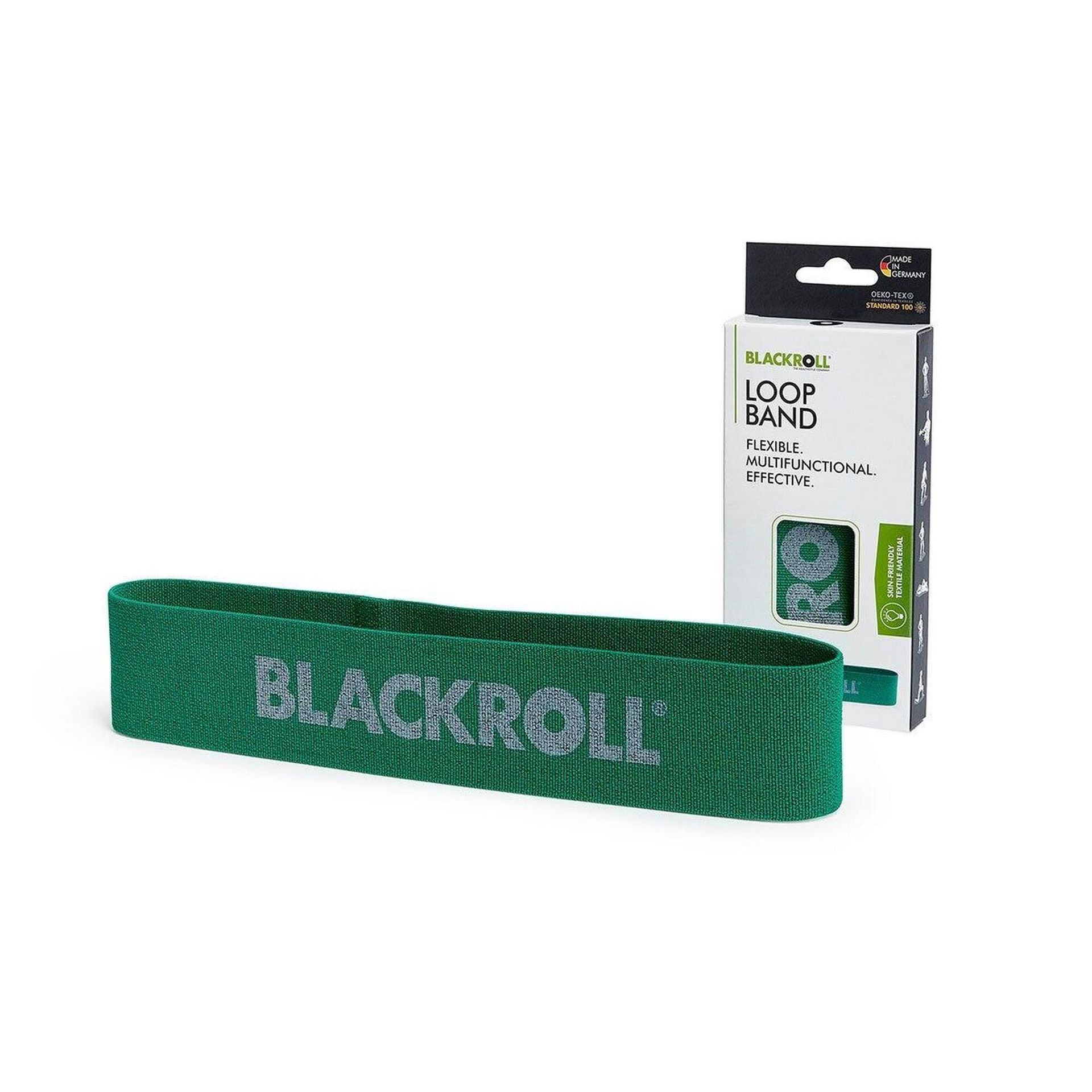 Blackroll Band taśmy fitness. Taśmy w różnych mocach rezystora (łatwa średnia silna ekstremalnie silna), co zapewnia stabilną muskulaturę. Pojedynczo lub w zestawie w różnych kolorach., zielony, j AMUKLBGN
