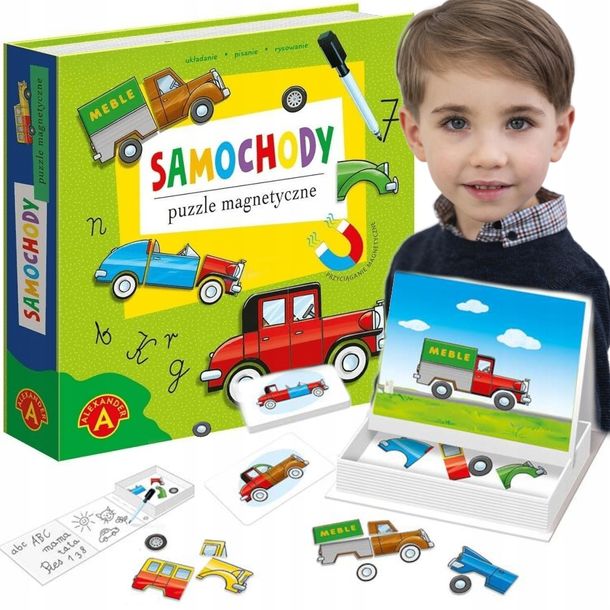 Puzzle Magnetyczne Układanka Samochody Autka Auta Plansze I Pisak Alexander