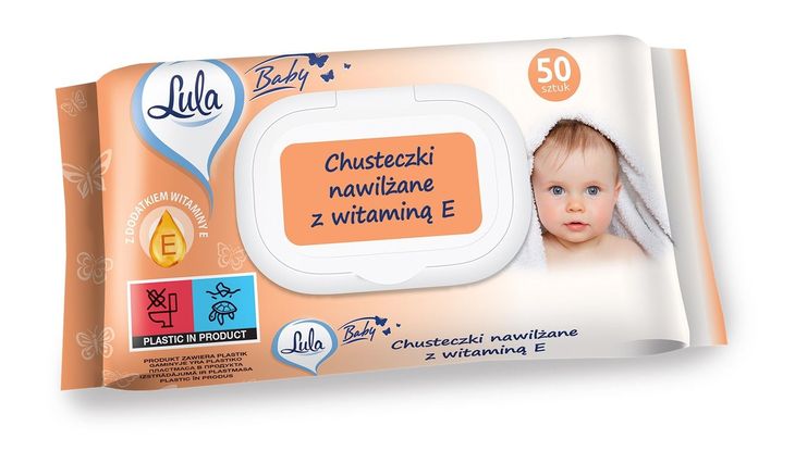 ﻿LULA Baby Chusteczki nawilżane dla niemowląt i dzieci - z witaminą E 1op.-5