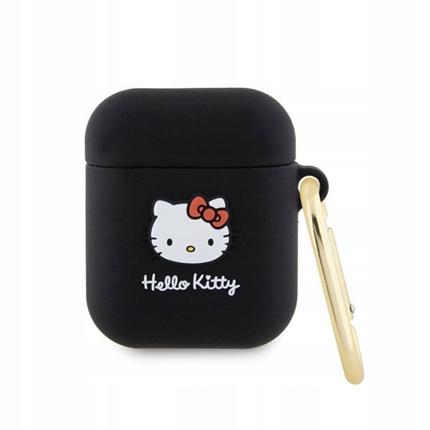 Hello Kitty HKA23DKHSK Airpods 1/2 cover czarny/black Silicone 3D Kitty Head