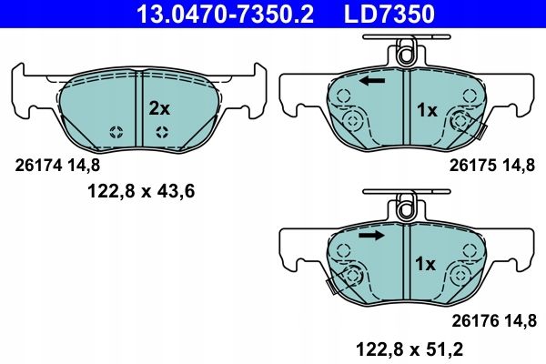 Klocki hamulcowe ATE 13.0470-7350 BCYA2643Z MAZDA 3 (BP) 18- tył