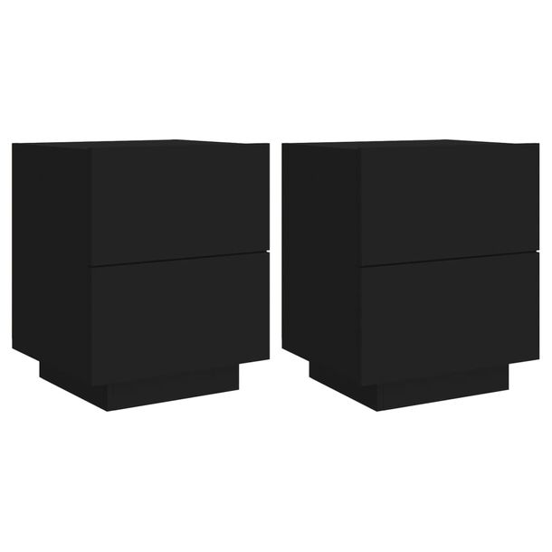 Szafki nocne z LED, 2 szt., czarne, materiał drewnopochodny