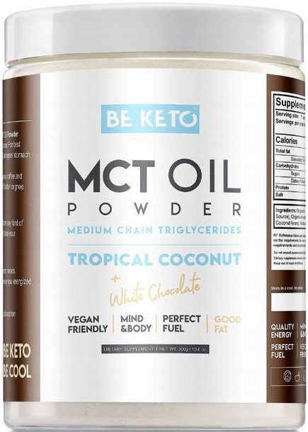 ﻿Olej MCT w proszku Kokos i Biała Czekolada 300 g BeKeto MCT Oil Powder Trop