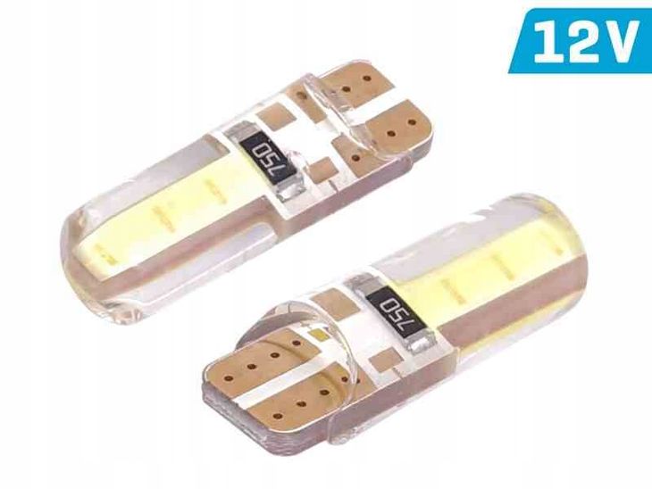 Vision W5W T10) 12V 2x COB LED biała silikonowa obudowa 2 szt 9886