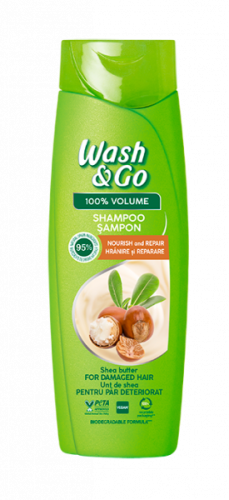 Wash&Go Shea Butter Szampon do włosów zniszczonych (360 ml)