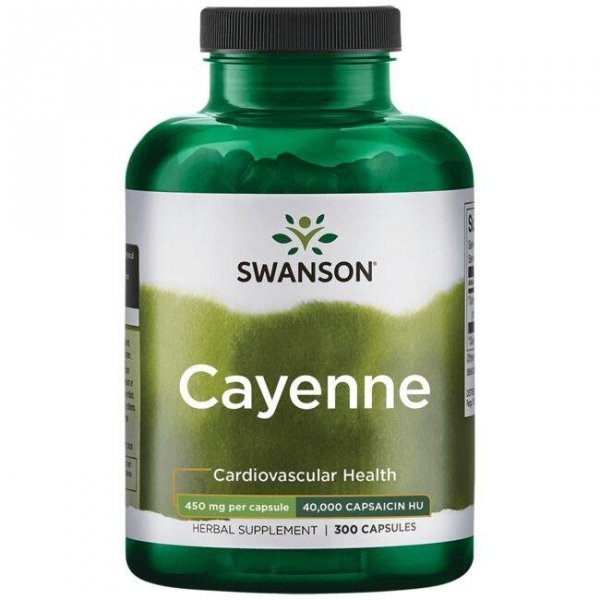 ﻿Pieprz kajeński Cayenne naturalna kapsaicyna 450mg 300 kapsułek SWANSON