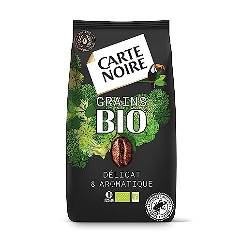 CARTE BLACK - Organic Grain Coffee - 100% Arabica - Pochodzenie Ameryki Łacińskiej - Opakowanie 1 kg - Wyprodukowano we Francji